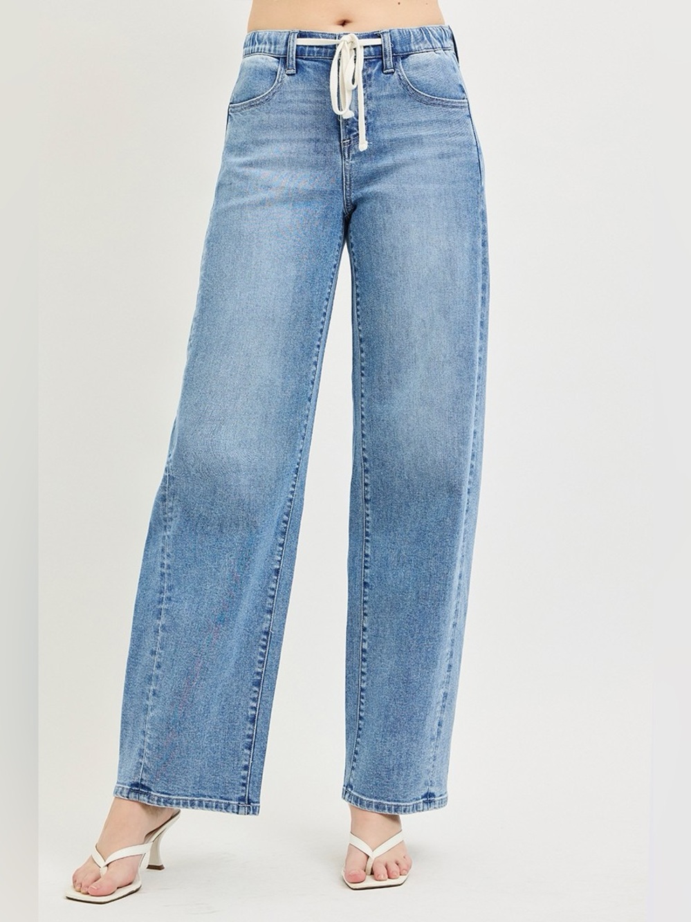 RISEN Relaxed Fit Drawstring Waist Jeans - Picture 1 of 6